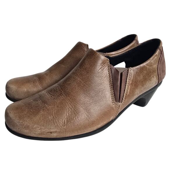 Leather Shootie Naot Brown Oxford Size 10 Heeled Slip On Shoes - Picture 2 of 11